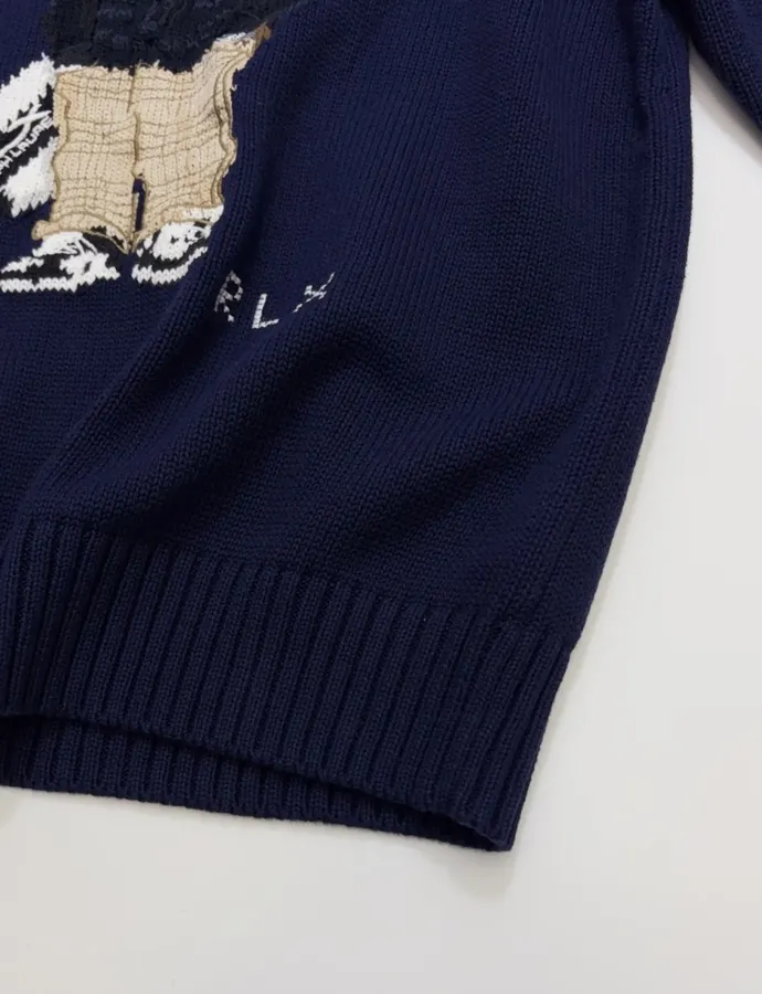 Navy Black-Jacket Golfer Bear Crew-Neck Sweater in Navy, product view 13