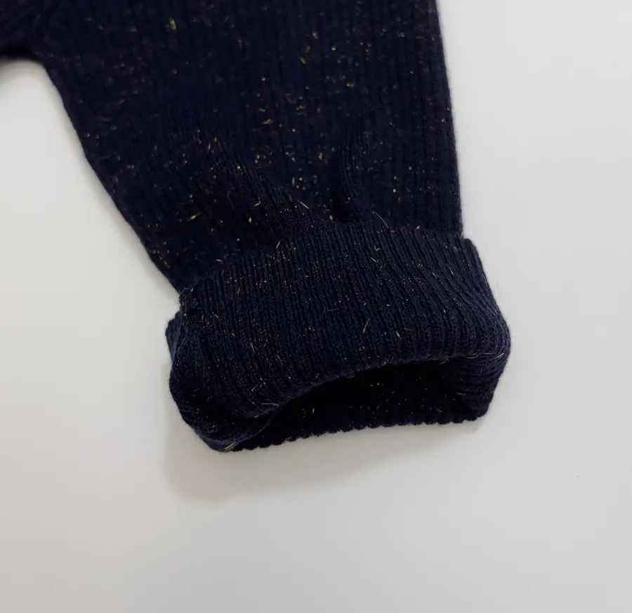 Sequined Slim-Fit Short-Sleeve Knit Top in Navy, product view 05