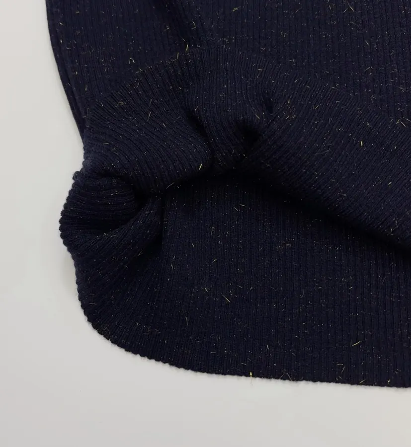 Sequined Slim-Fit Short-Sleeve Knit Top in Navy, product view 09