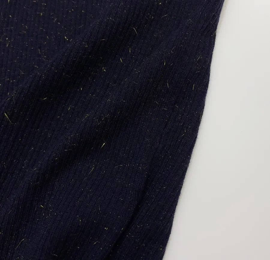 Sequined Slim-Fit Short-Sleeve Knit Top in Navy, product view 11