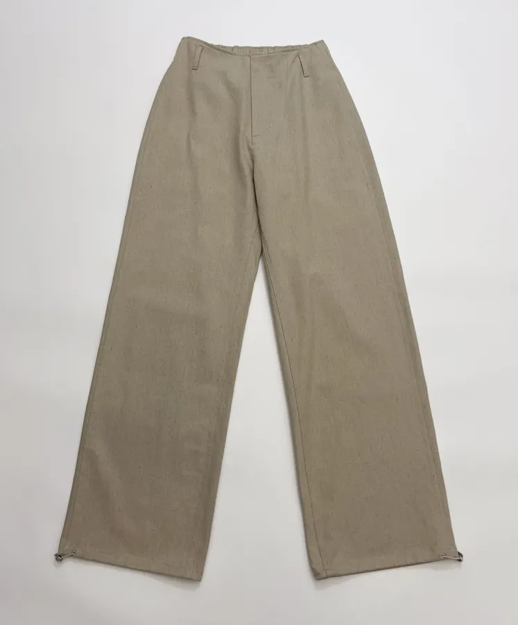 Beige High-Waist Straight Wide-Leg Trousers in Beige, product view