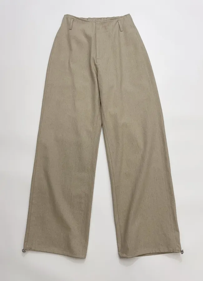 Beige High-Waist Straight Wide-Leg Trousers in Beige, product view 02