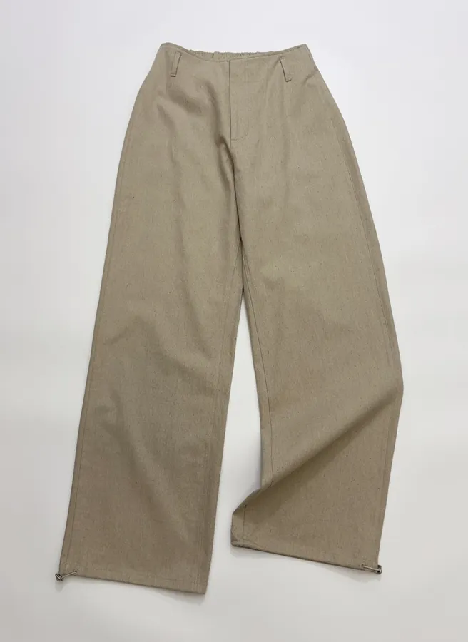 Beige High-Waist Straight Wide-Leg Trousers in Beige, product view 03