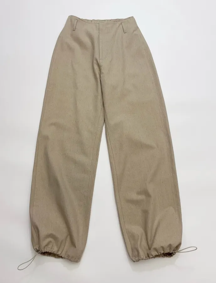 Beige High-Waist Straight Wide-Leg Trousers in Beige, product view 04