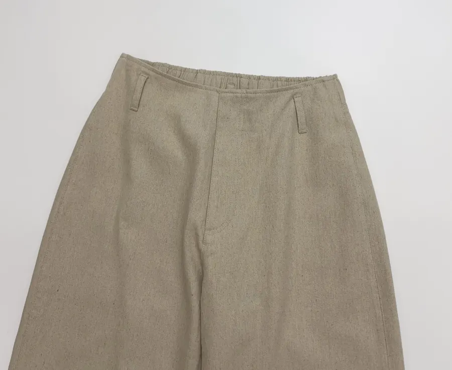 Beige High-Waist Straight Wide-Leg Trousers in Beige, product view 05