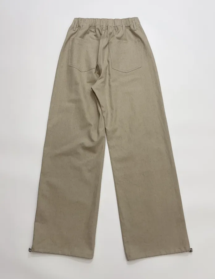 Beige High-Waist Straight Wide-Leg Trousers in Beige, product view 18