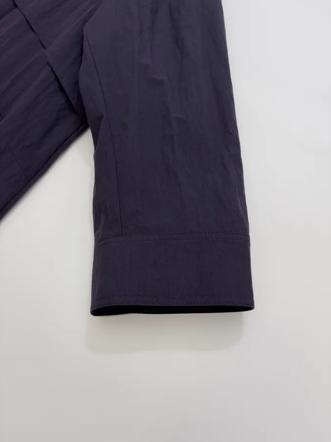 Stand-Collar Patch-Pocket Utility Trench Coat in Navy, product view 07