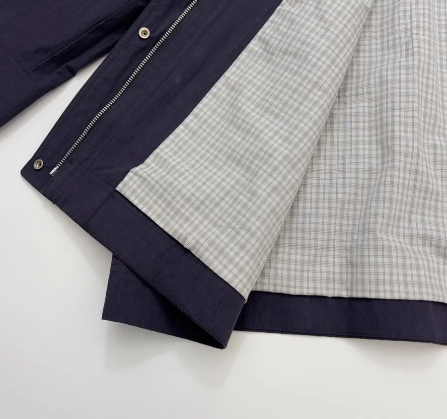 Stand-Collar Patch-Pocket Utility Trench Coat in Navy, product view 14