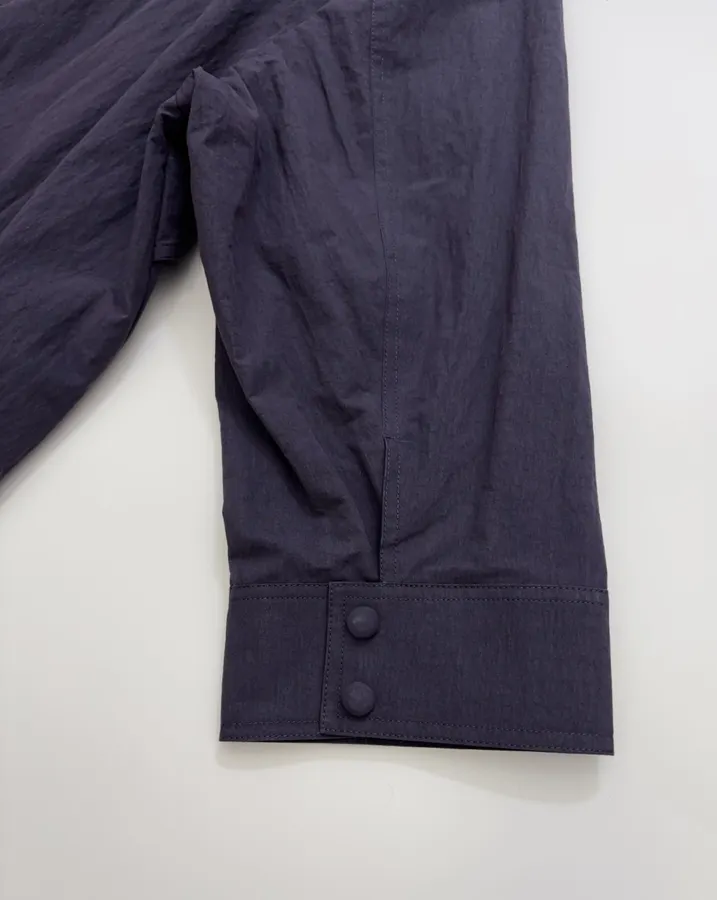 Stand-Collar Patch-Pocket Utility Trench Coat in Navy, product view 17