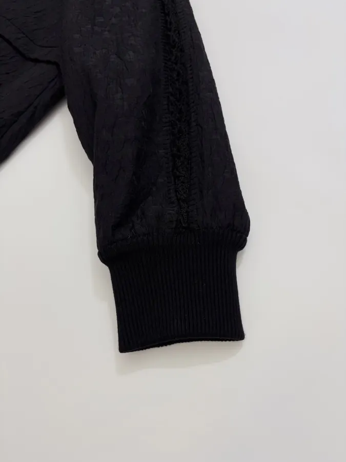 Lace-Panel Stand-Collar Zip Jacket in Black, product view 05