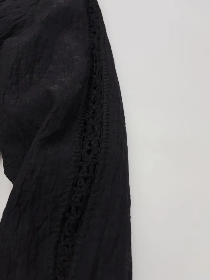 Lace-Panel Stand-Collar Zip Jacket in Black, product view 07
