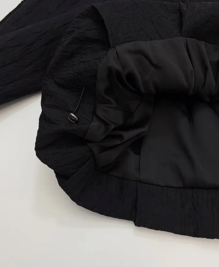 Lace-Panel Stand-Collar Zip Jacket in Black, product view 10