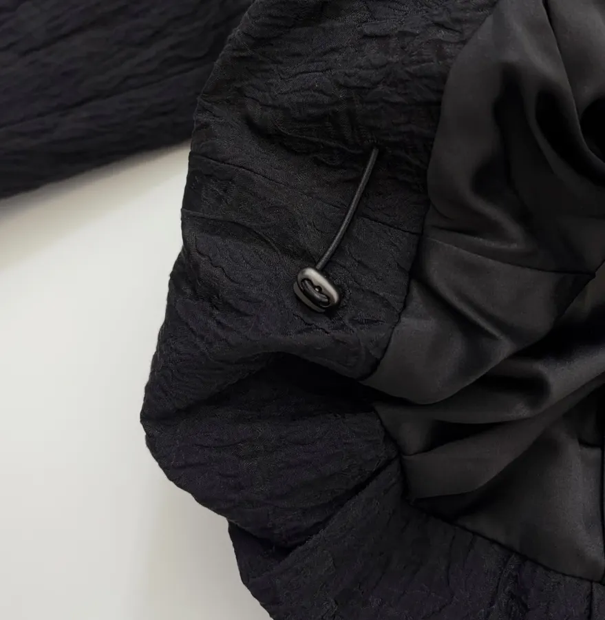Lace-Panel Stand-Collar Zip Jacket in Black, product view 11