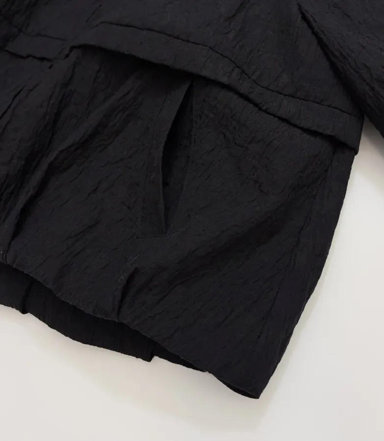 Lace-Panel Stand-Collar Zip Jacket in Black, product view 14