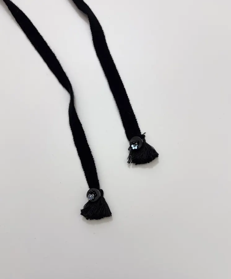 Niche Merino Wool Cashmere Yarn Drawstring Elastic Waist Jogger Knitted Casual Pants in Black, product view 06