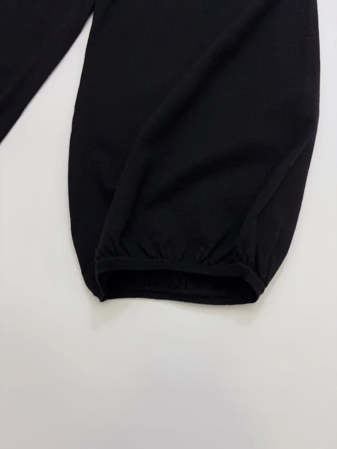 Niche Merino Wool Cashmere Yarn Drawstring Elastic Waist Jogger Knitted Casual Pants in Black, product view 11