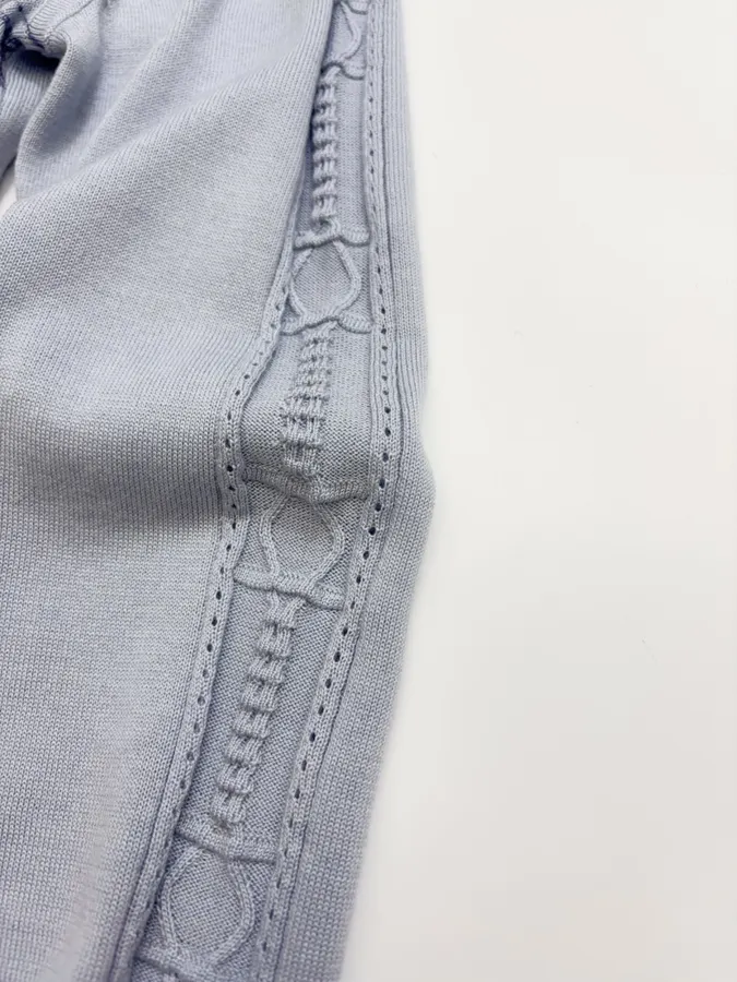 Light Blue Line-Embroidered Collared Cardigan in Light Blue, product view 05