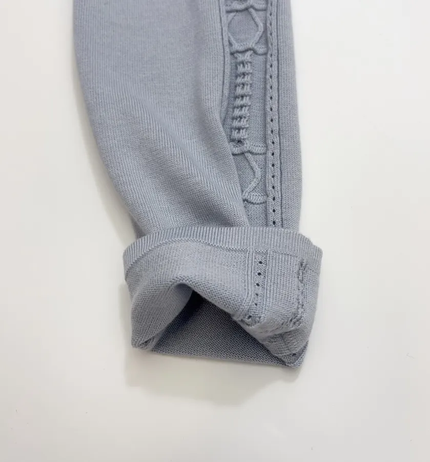 Light Blue Line-Embroidered Collared Cardigan in Light Blue, product view 07