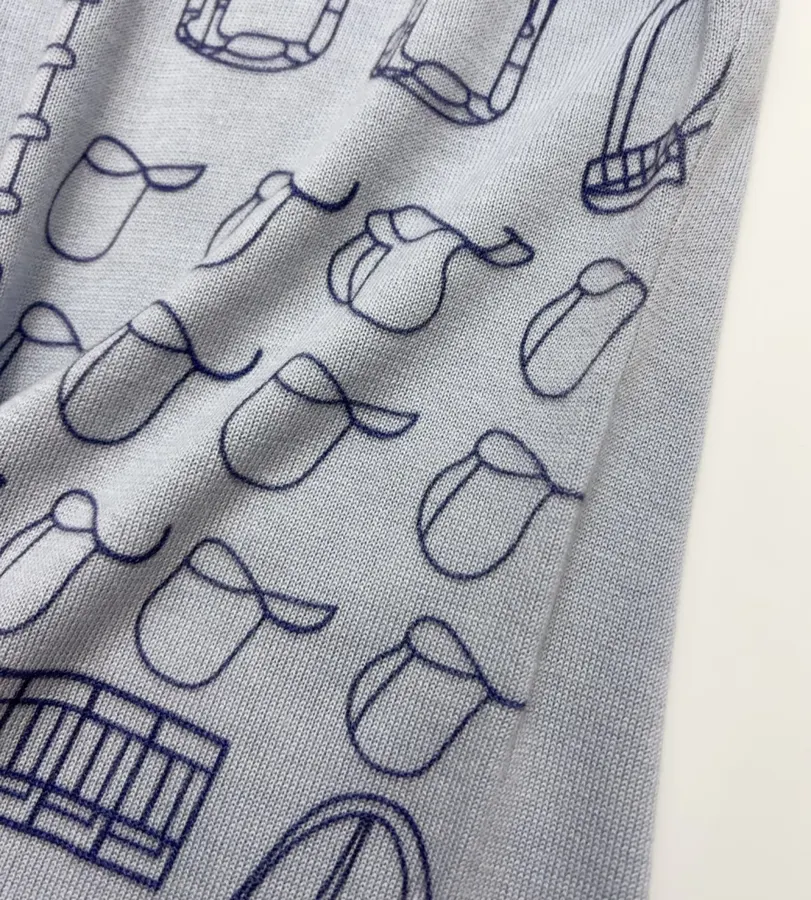 Light Blue Line-Embroidered Collared Cardigan in Light Blue, product view 10