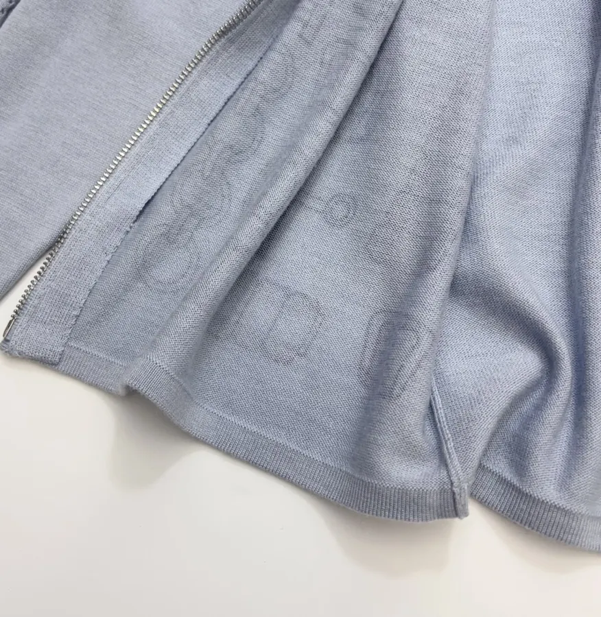 Light Blue Line-Embroidered Collared Cardigan in Light Blue, product view 14