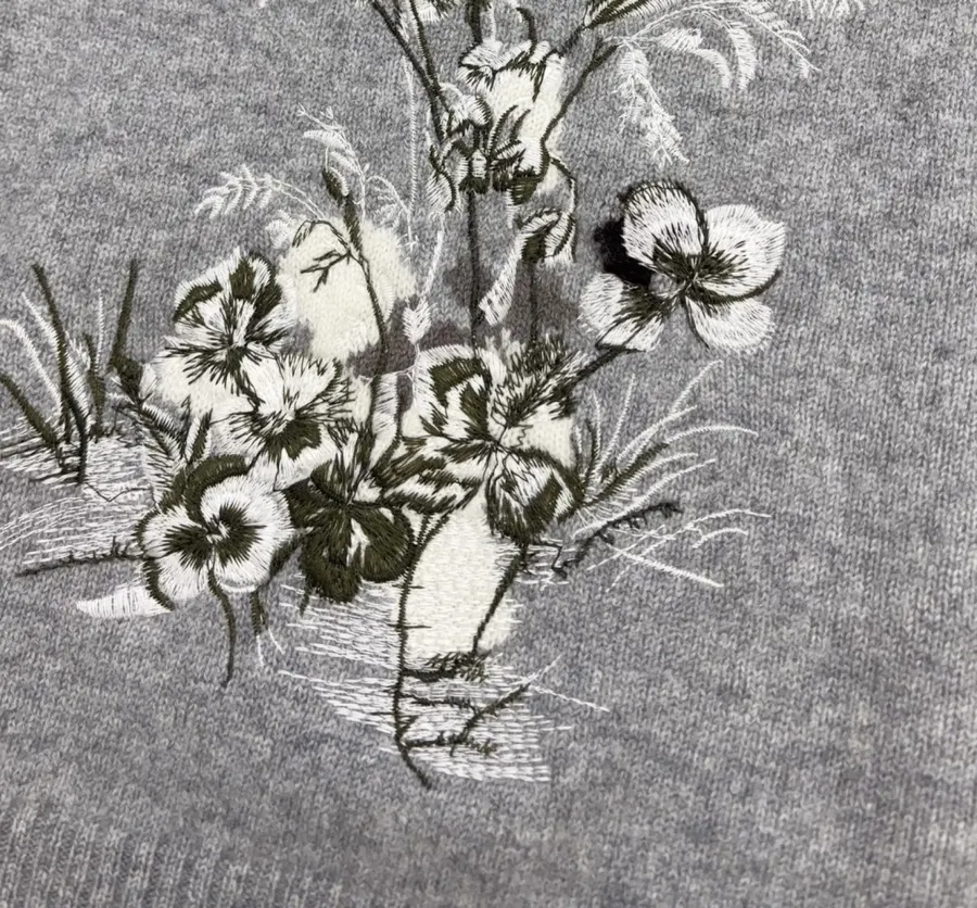 Embroidered Long-Sleeve Pullover Knit Shirt in Gray, product view 07