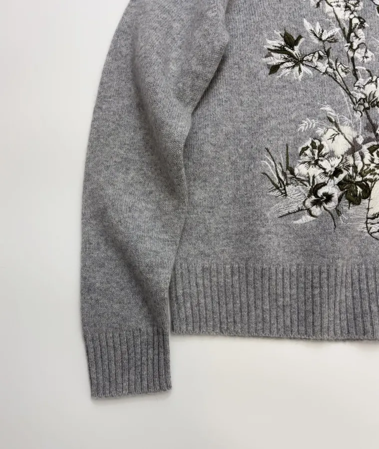 Embroidered Long-Sleeve Pullover Knit Shirt in Gray, product view 11