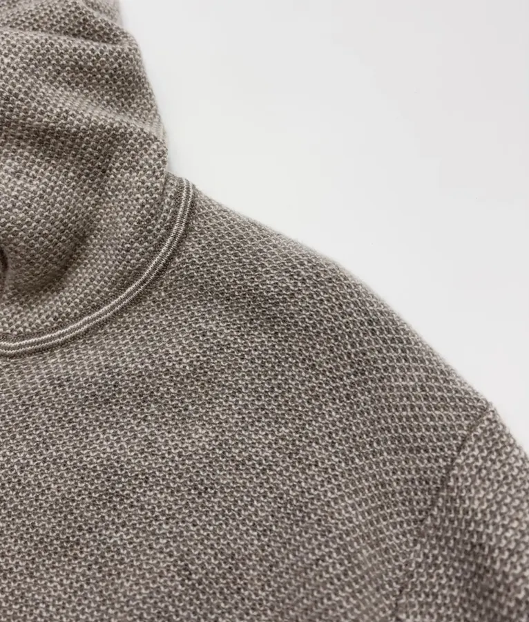 Taupe Hooded Zip-Up Knit Cardigan in Gray, product view 04