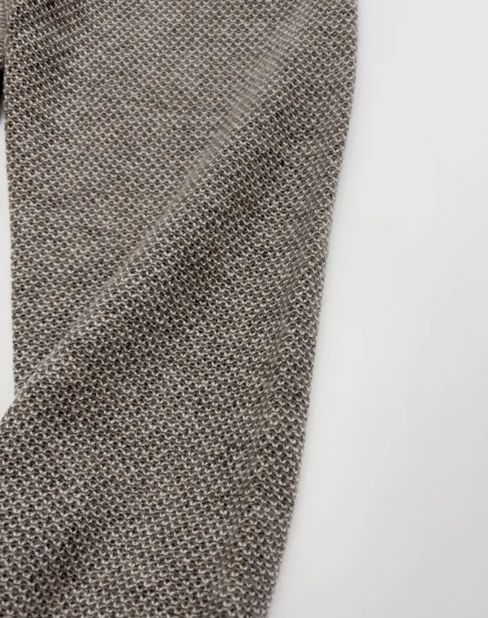 Taupe Hooded Zip-Up Knit Cardigan in Gray, product view 06
