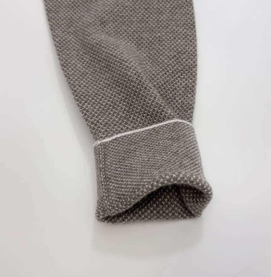 Taupe Hooded Zip-Up Knit Cardigan in Gray, product view 07