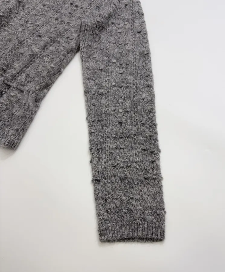 French Casual Hollow-Out Lace Knitted Thin Sweater in Charcoal, product view 06