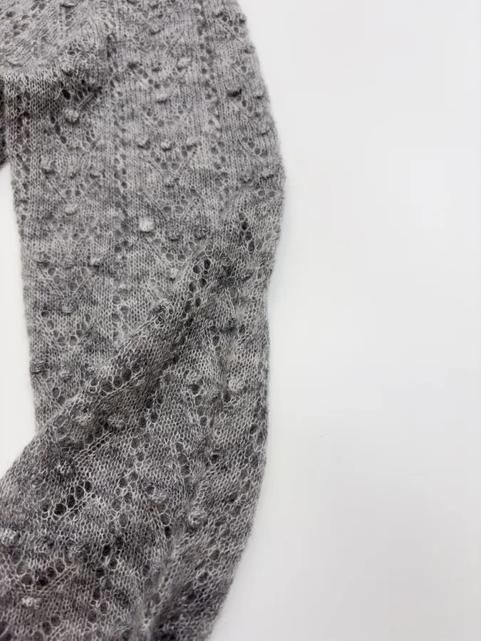 French Casual Hollow-Out Lace Knitted Thin Sweater in Charcoal, product view 07