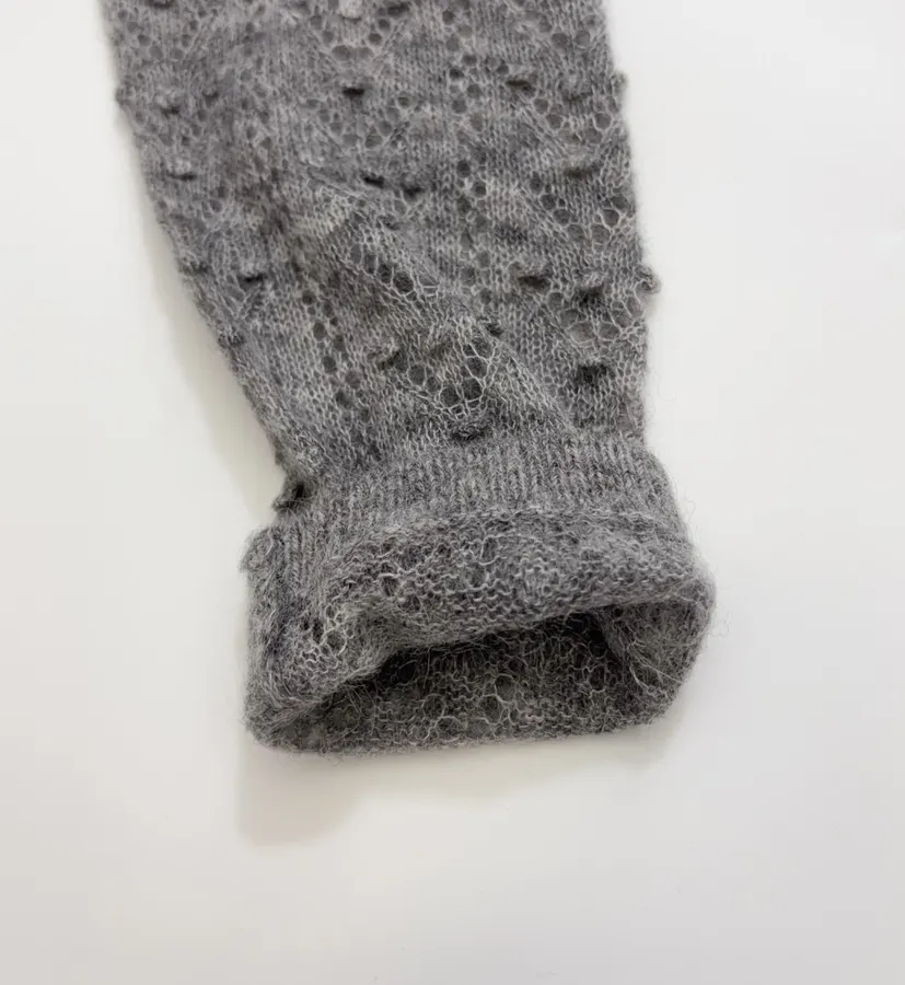 French Casual Hollow-Out Lace Knitted Thin Sweater in Charcoal, product view 08