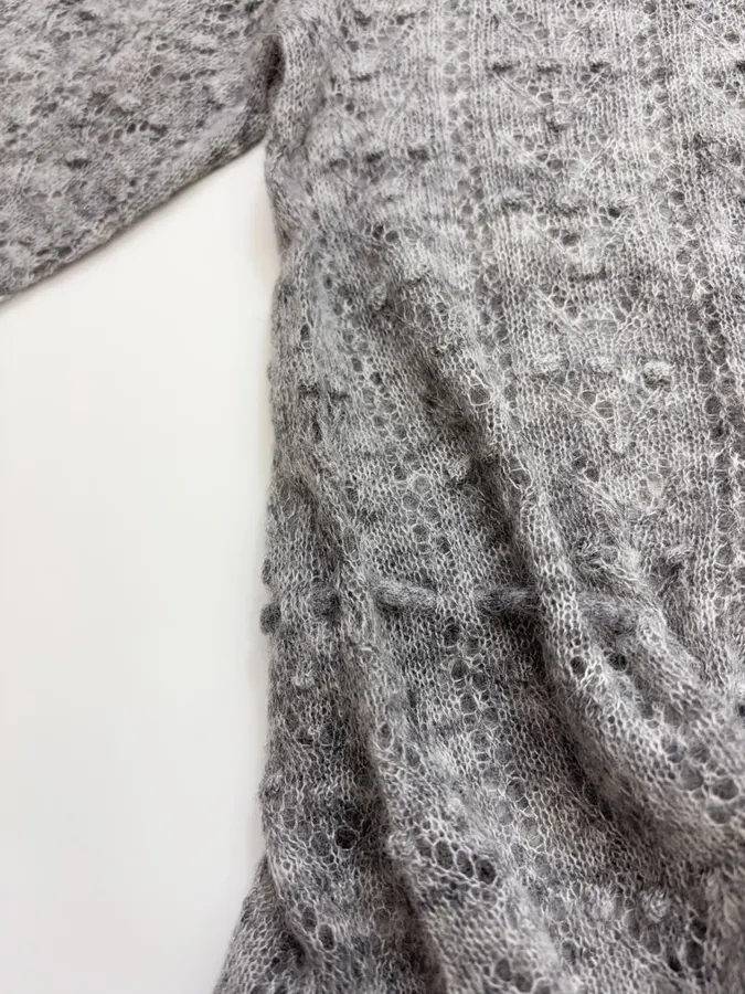 French Casual Hollow-Out Lace Knitted Thin Sweater in Charcoal, product view 11
