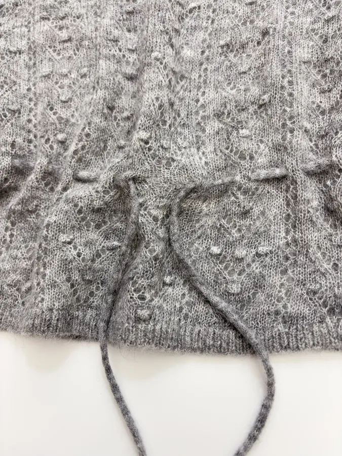 French Casual Hollow-Out Lace Knitted Thin Sweater in Charcoal, product view 13