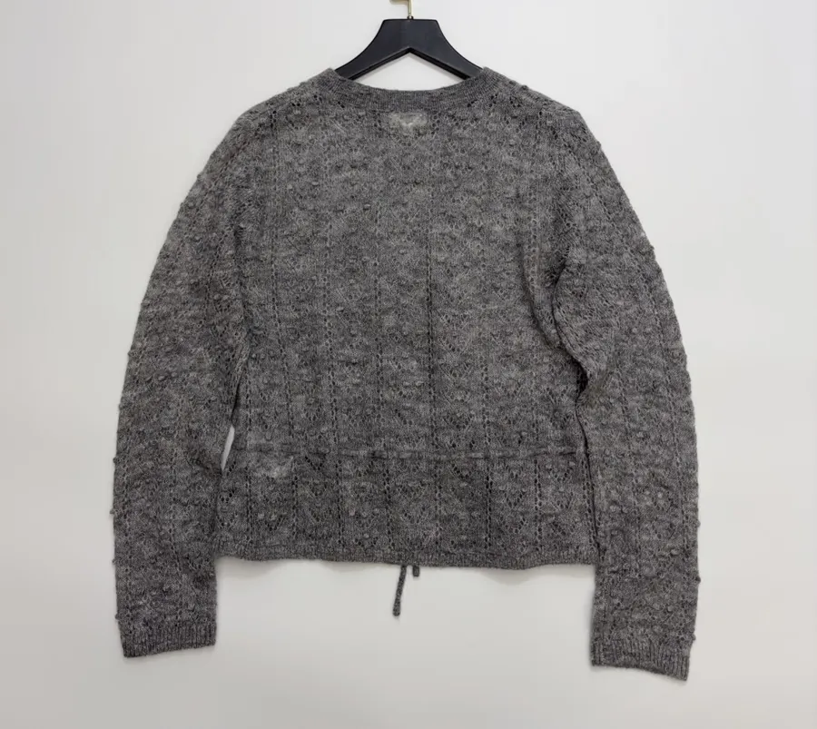 French Casual Hollow-Out Lace Knitted Thin Sweater in Charcoal, product view 15