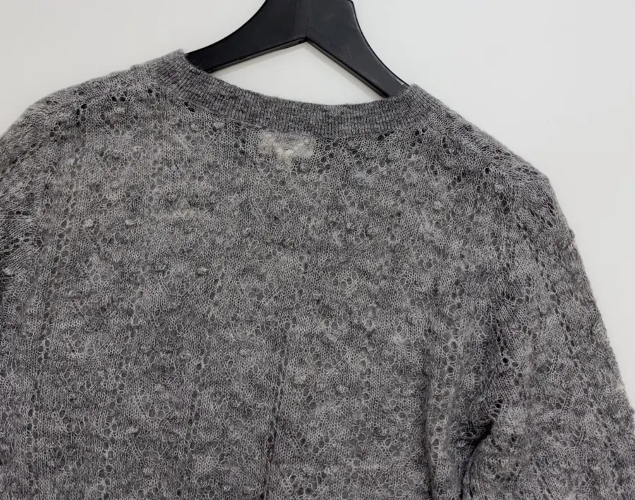 French Casual Hollow-Out Lace Knitted Thin Sweater in Charcoal, product view 16