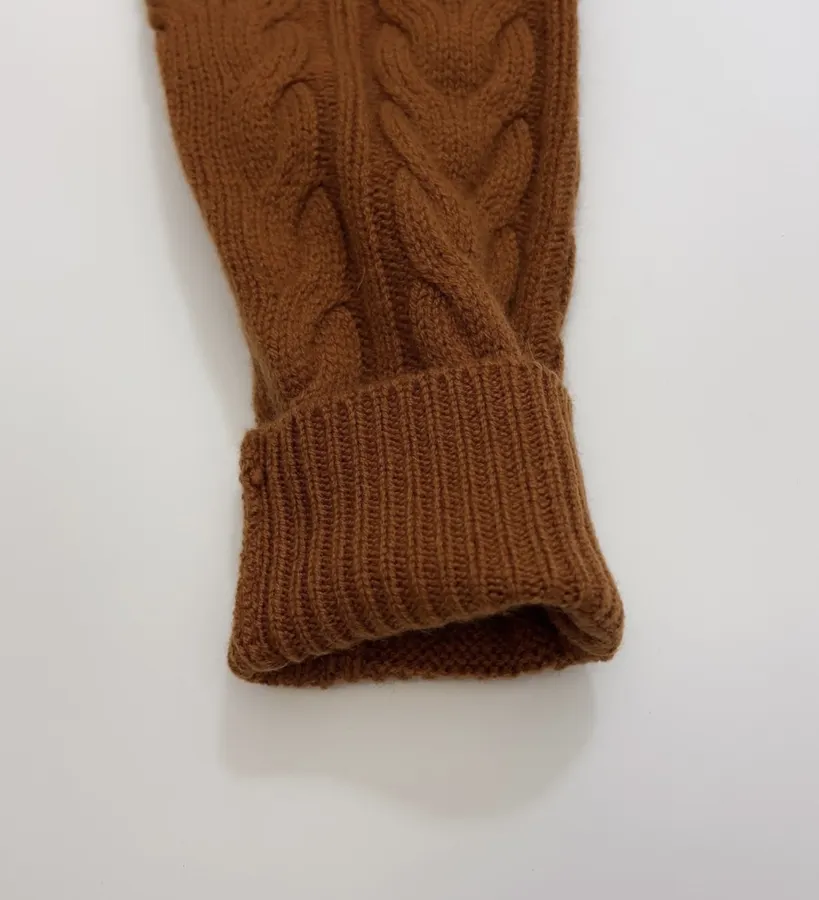Cashmere Stand-Collar Long-Sleeve Knit Top in Rust, product view 08