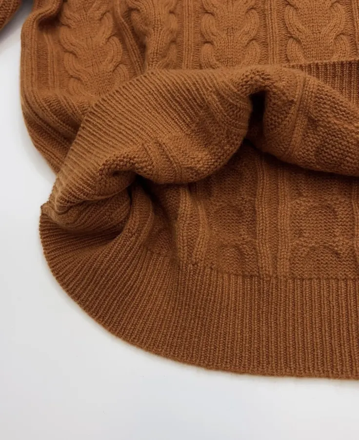Cashmere Stand-Collar Long-Sleeve Knit Top in Rust, product view 11