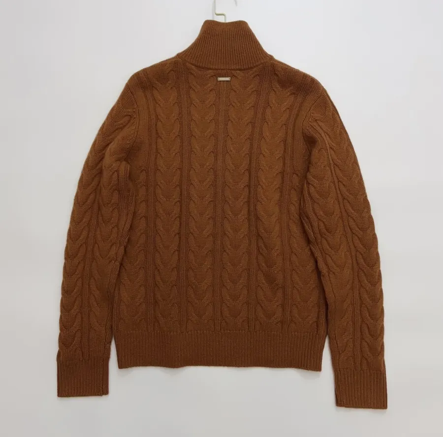 Cashmere Stand-Collar Long-Sleeve Knit Top in Rust, product view 12