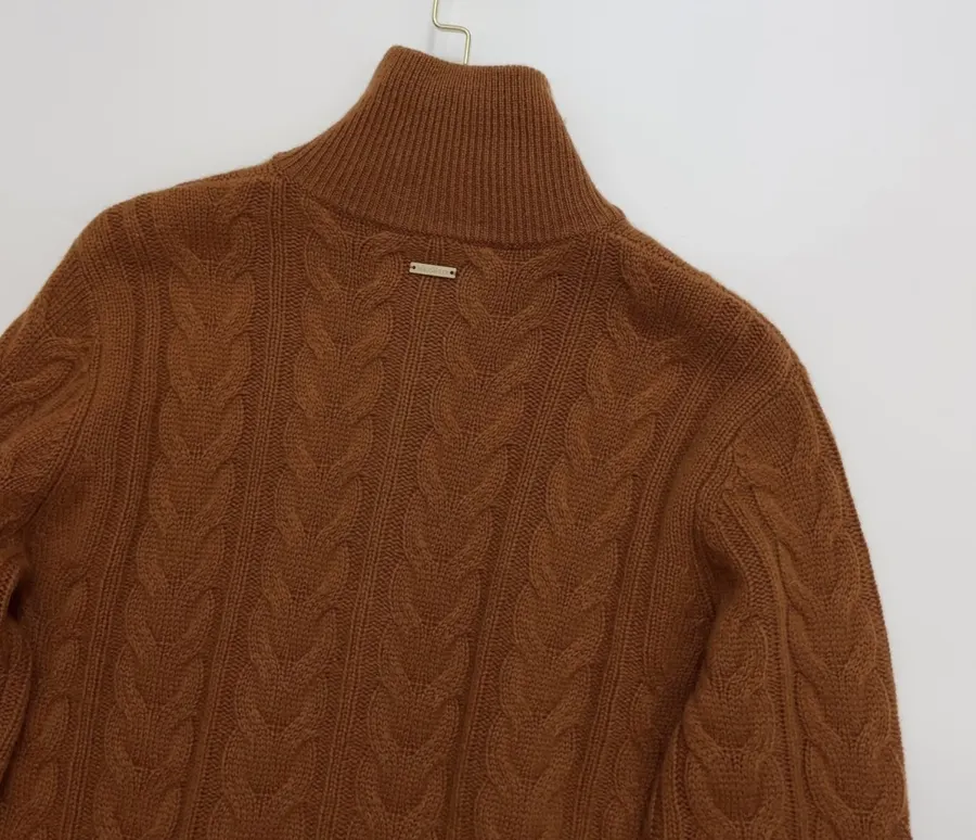 Cashmere Stand-Collar Long-Sleeve Knit Top in Rust, product view 13