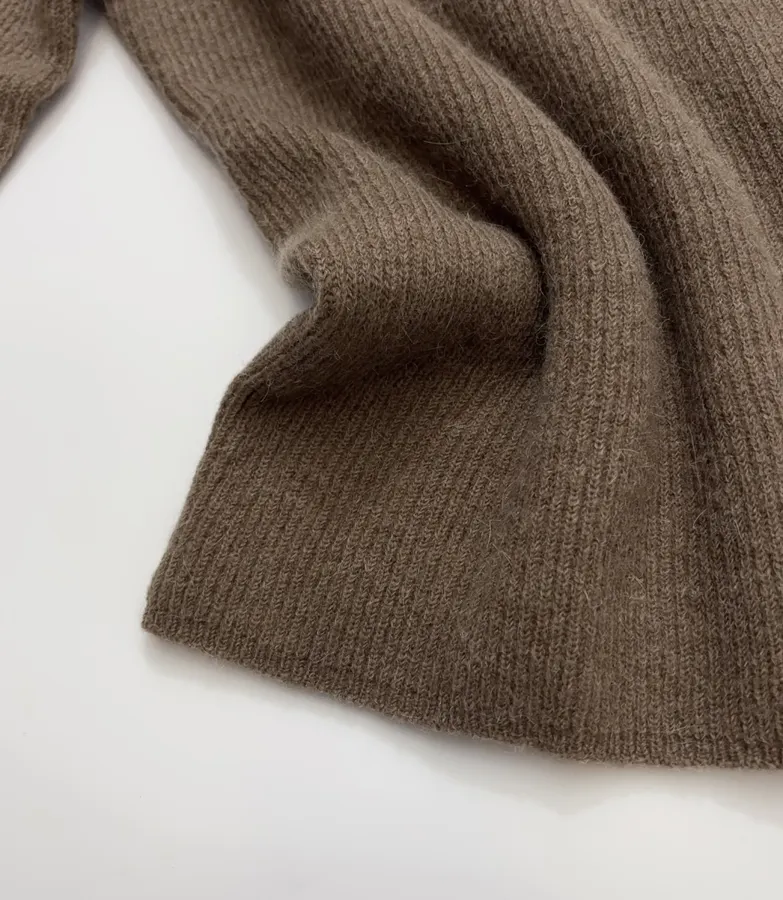 Brown Tie-Waist Wrap Knit Cardigan in Brown, product view 09