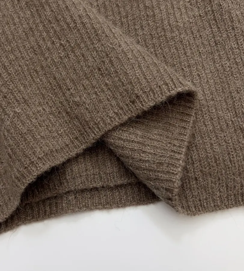 Brown Tie-Waist Wrap Knit Cardigan in Brown, product view 10