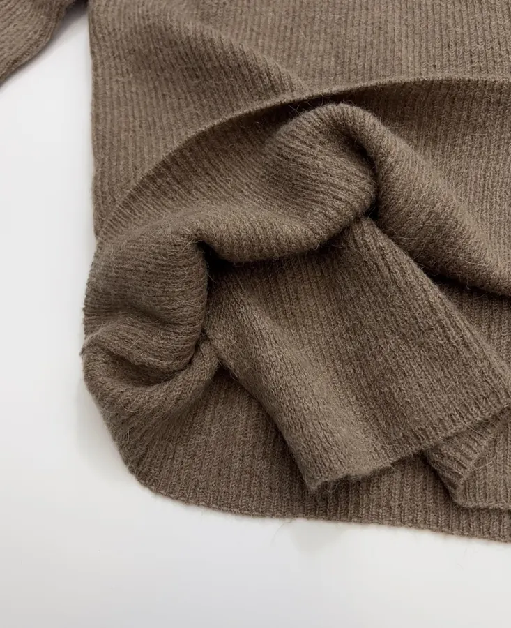 Brown Tie-Waist Wrap Knit Cardigan in Brown, product view 11