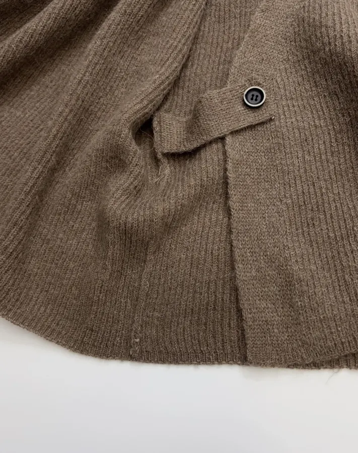 Brown Tie-Waist Wrap Knit Cardigan in Brown, product view 14