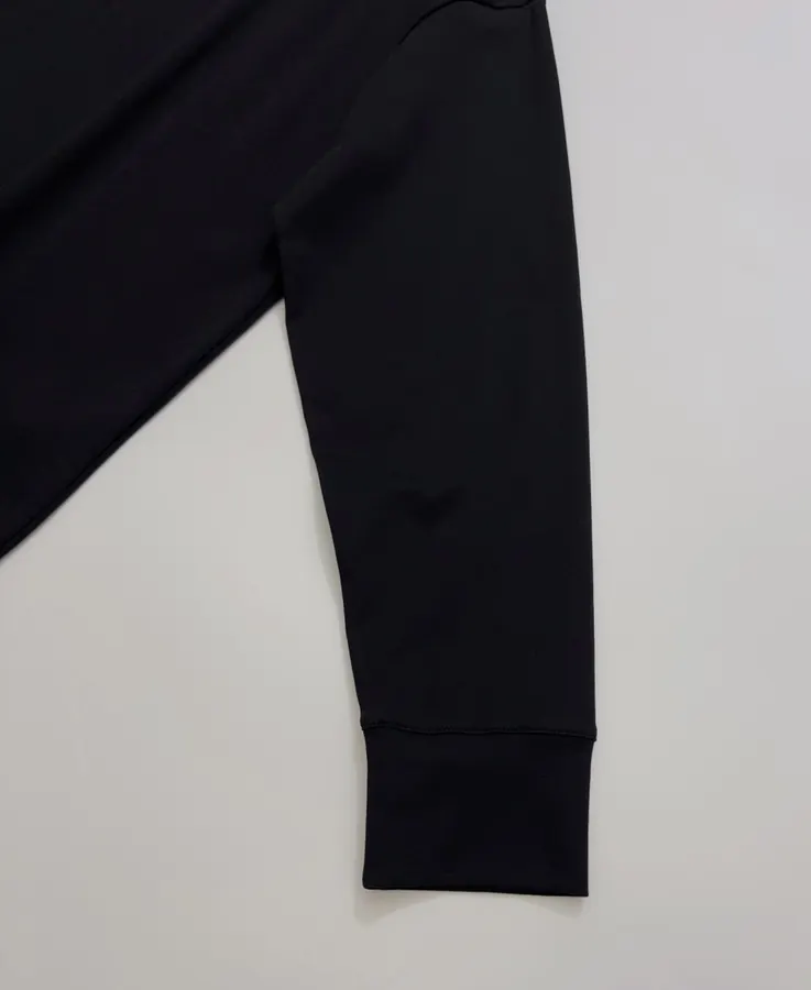 Black Relaxed High-Neck Long-Sleeve Top in Black, product view 04