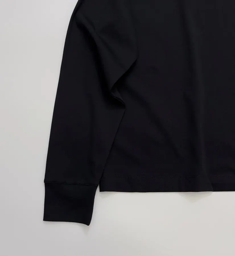 Black Relaxed High-Neck Long-Sleeve Top in Black, product view 06