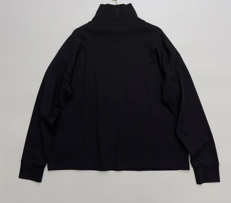 Black Relaxed High-Neck Long-Sleeve Top in Black, product view 09