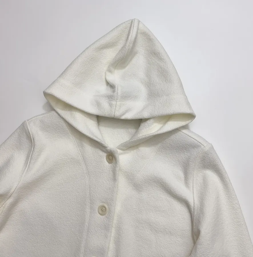 Ivory Hooded Button-Front Jacket in Off-White, product view 02