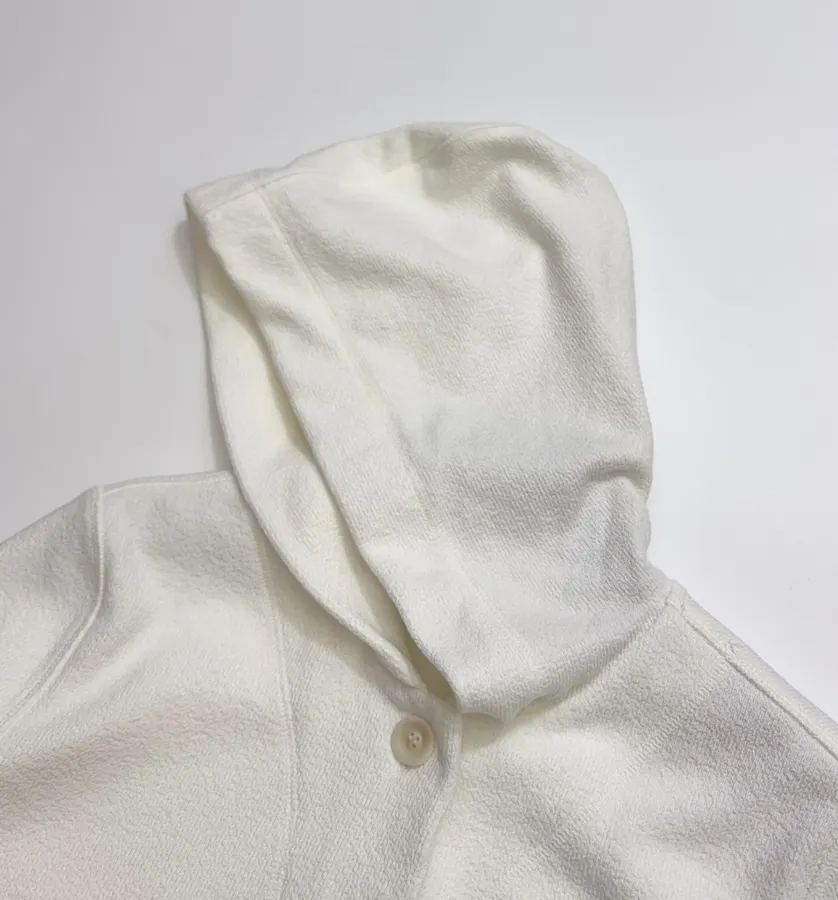 Ivory Hooded Button-Front Jacket in Off-White, product view 05