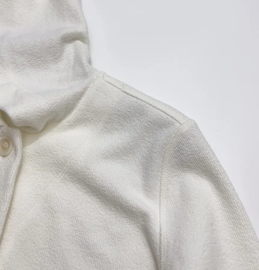Ivory Hooded Button-Front Jacket in Off-White, product view 06